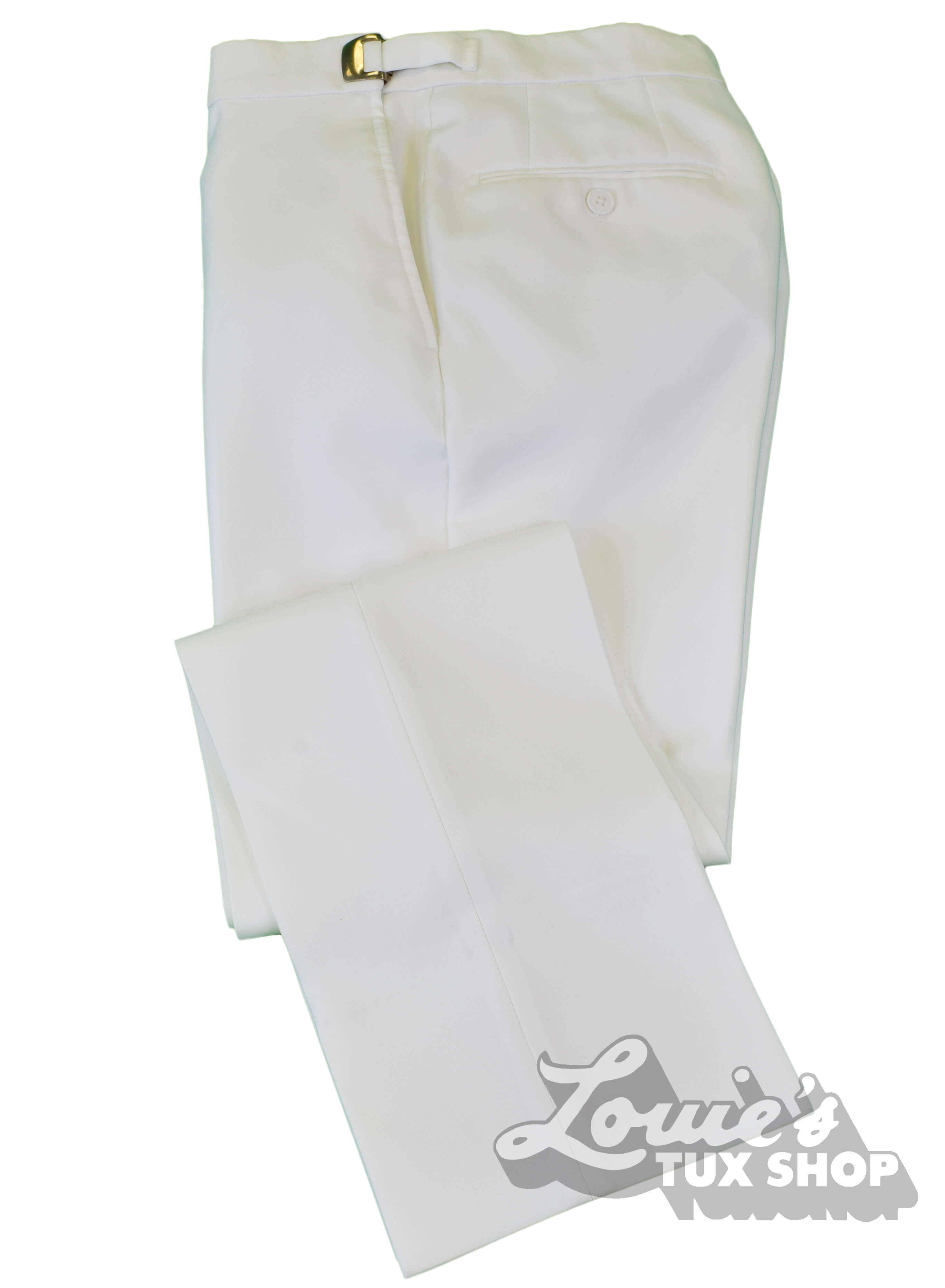 Ike Behar White Plain Front Pants | Louie's Tux Shop