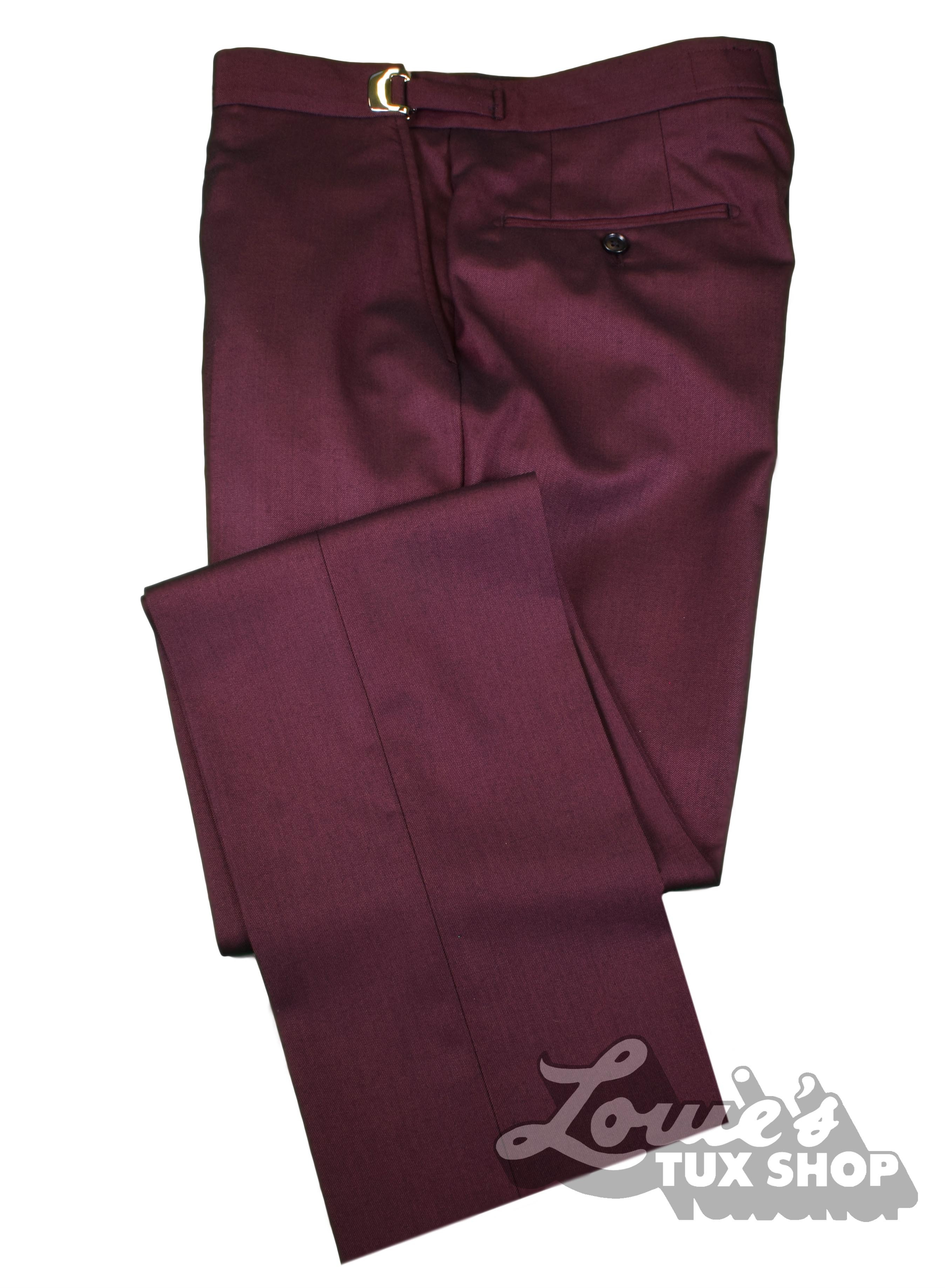 Ike Behar Burgundy Plain Front Pants | Louie's Tux Shop