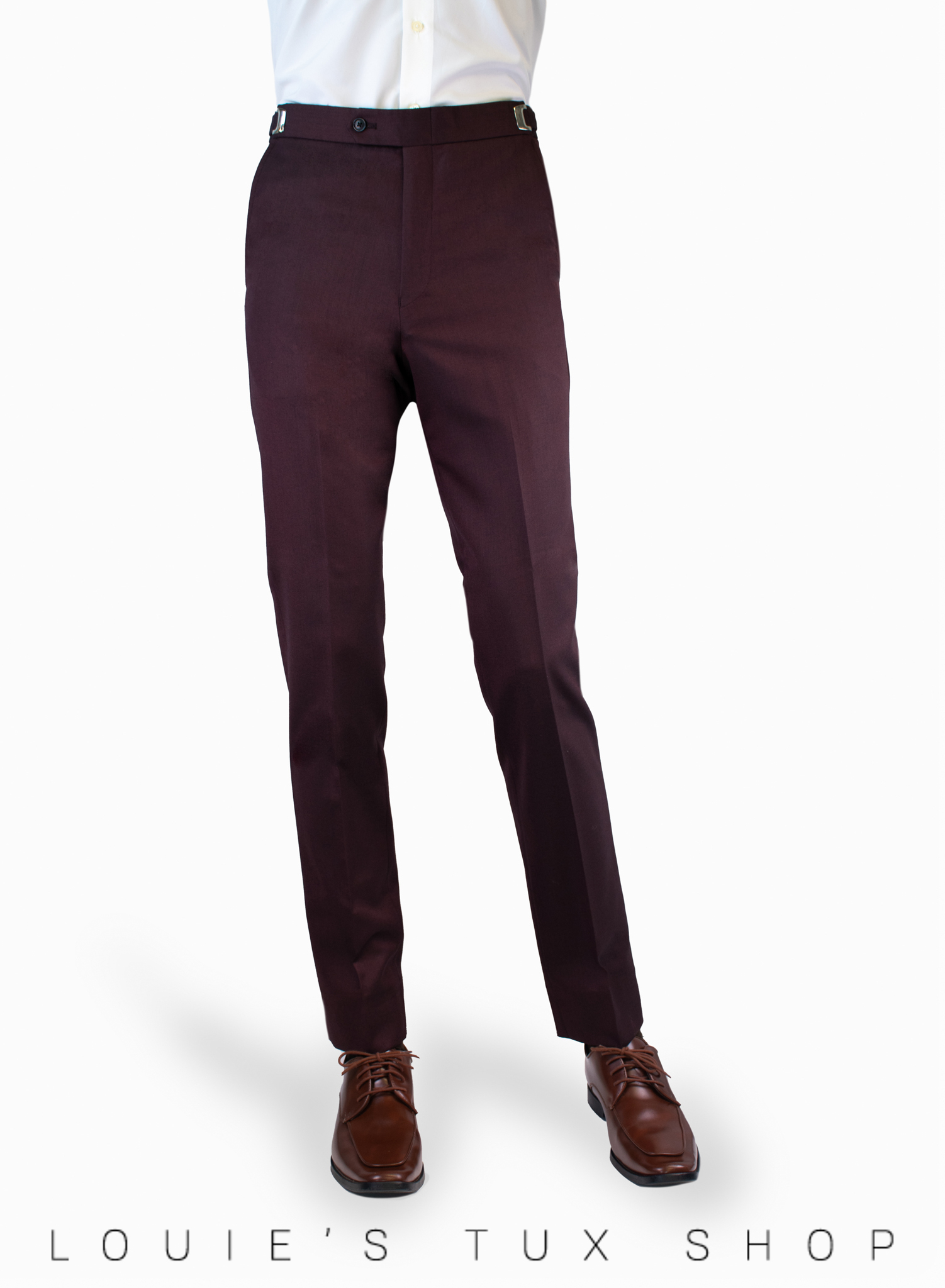 Business Casual Outfit with Grey Pants and Maroon Top - Putting Me Together